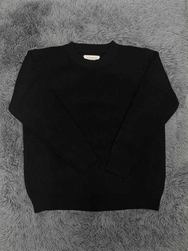 Pulóver, kerek nyakú, pamut kötött, laza fazon, hosszú ujjú