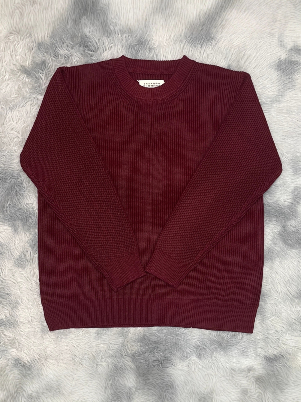 Pulóver, kerek nyakú, pamut kötött, laza fazon, hosszú ujjú