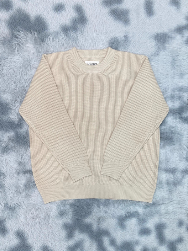 Pulóver, kerek nyakú, pamut kötött, laza fazon, hosszú ujjú