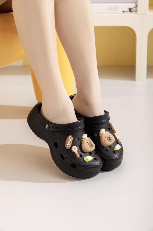Ženske sandale u Crocs stilu s cartoon dizajnom, EVA gornji dio i potplat, 3 cm neklizajuća potplat