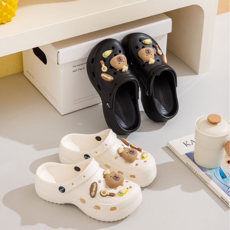 Ženske sandale u Crocs stilu s cartoon dizajnom, EVA gornji dio i potplat, 3 cm neklizajuća potplat