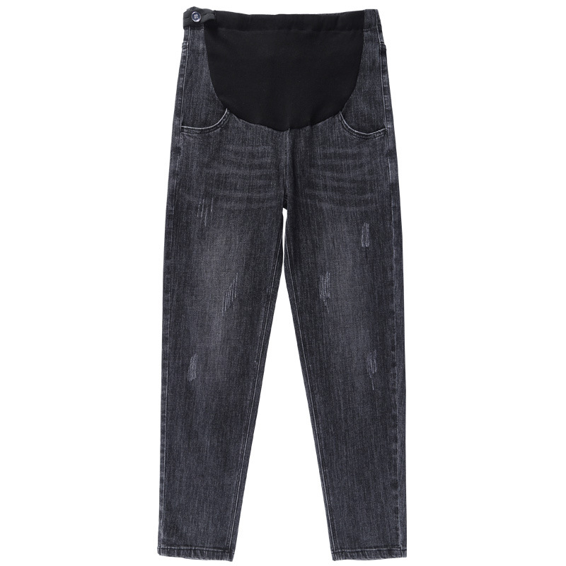 Trudničke traperice s potporom za trbuh, širok kroj, elastični denim, 80% pamuk