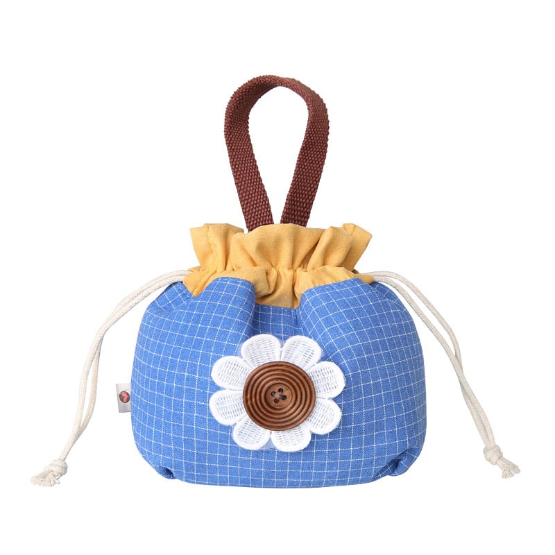 Húzózsinóros kozmetikai táska, kockás patch mintázatú, kézitáska utazásokhoz