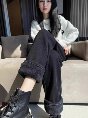 Kismama farmer Denim, széles szabású, hasi támasz, fleece bélés