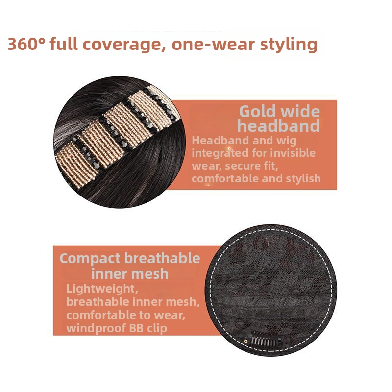 Perucă Daisy Xiumei 505 cu bandă cu cristale pentru cap și breton, construcție într-un singur ansamblu pentru volum în vârful capului, capac cu nuanță naturală a pielii