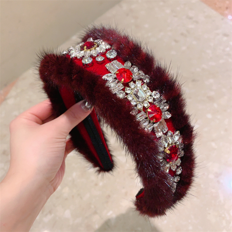 Bandă de păr din pluș, lucrată manual, stil franțuzesc retro, toamnă 2022, accesorii pentru femei