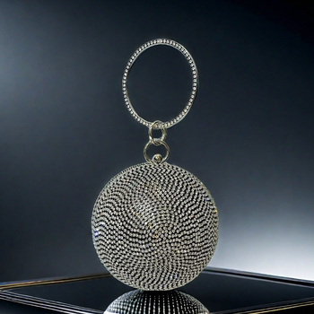 Sanniu rhinestone estélyi box táska, kemény kör alakú, fedéllel, belső poliészter, dokumentum rekesz, őszi 2025