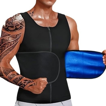 Мъжко компресионно облекло за оформяне на талията с цип за фитнес — полиестер 92% / спандекс 8%, подплата полиуретан 100%, за фитнес и бягане