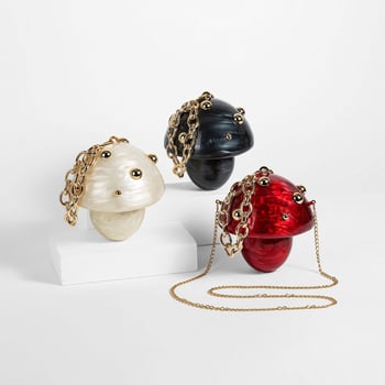 Akril ovális estélyi clutch, mágneses zárás, pamut bélés, belső zseb a telefon számára