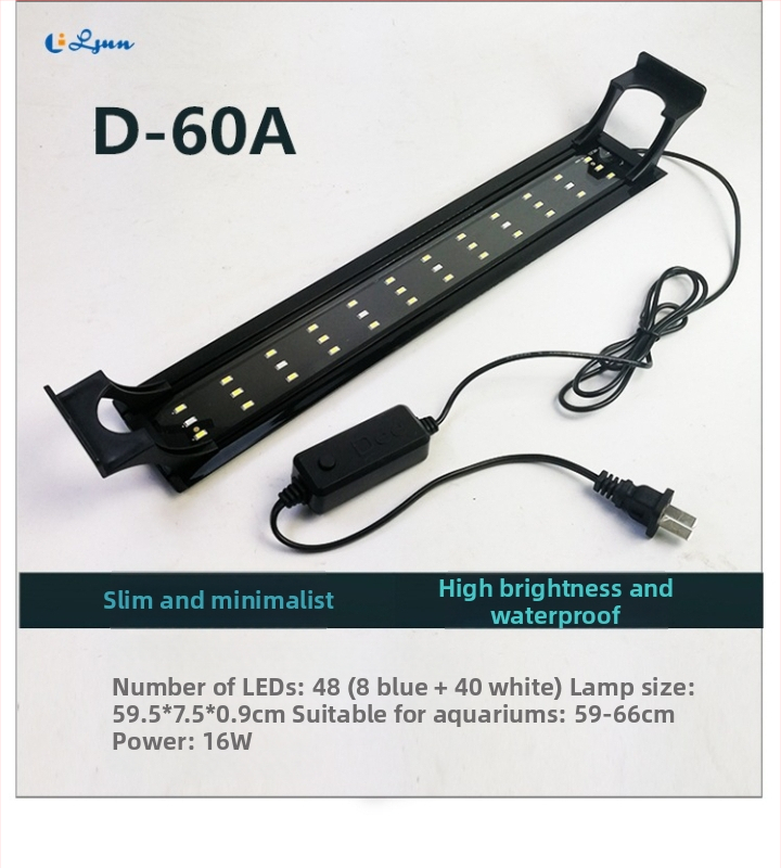 Ljun LED rasvjeta za akvarij za ribice i vodene biljke — 24W, vodootporna, s promjenjivom jačinom svjetla