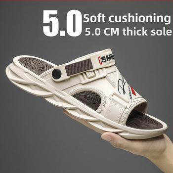 Мъжки джапанки за лято с EVA горна част и EVA подметка, противохлъзгаща подметка, инжекционна технология на подметката, спортни сандали с двойна употреба