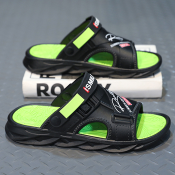 Мъжки джапанки за лято с EVA горна част и EVA подметка, противохлъзгаща подметка, инжекционна технология на подметката, спортни сандали с двойна употреба