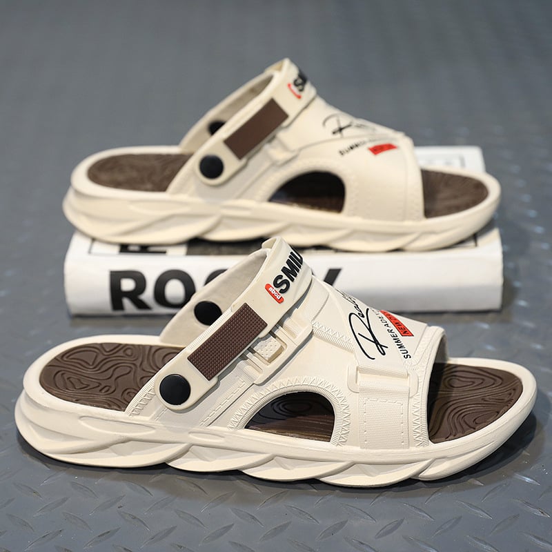 Мъжки джапанки за лято с EVA горна част и EVA подметка, противохлъзгаща подметка, инжекционна технология на подметката, спортни сандали с двойна употреба