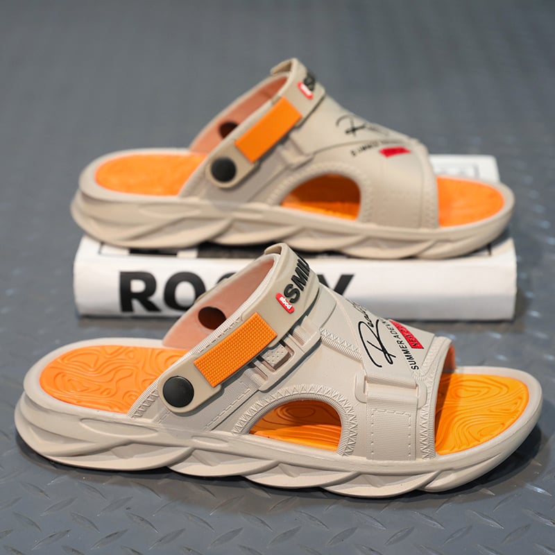 Мъжки джапанки за лято с EVA горна част и EVA подметка, противохлъзгаща подметка, инжекционна технология на подметката, спортни сандали с двойна употреба