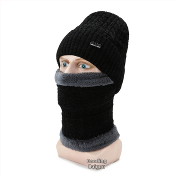 Σετ καπέλο και φουλάρι χειμωνιάτικο, unisex, ακρυλικό νήμα, ζακάρντ πλέξιμο, ριγέ μοτίβο