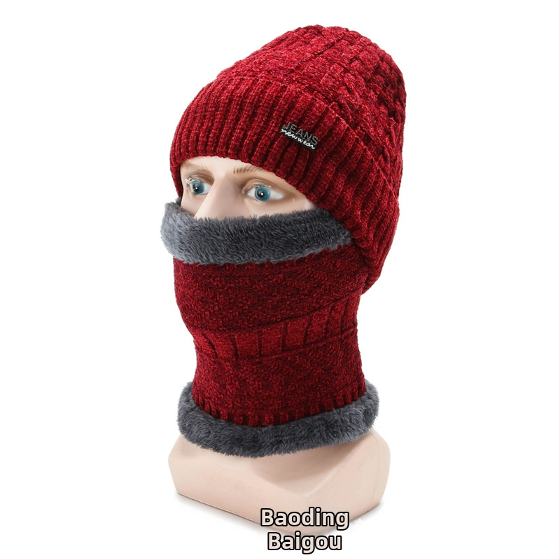 Unisex zimný set čiapky a šálu, akrylové vlákno, jacquardové pletenie, prúžkovaný vzor