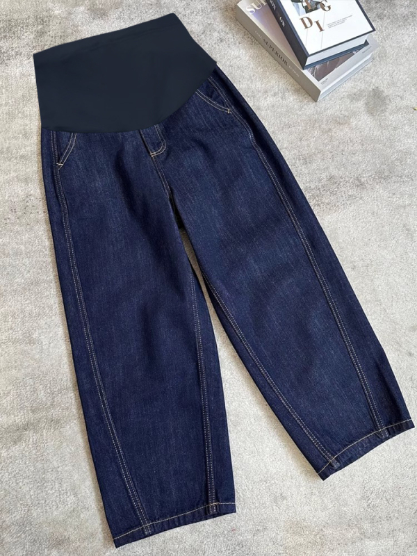 Trudničke traperice s ravnim krojem, denim, 70–80% pamuka, duljina 9/10, potpora trbuha
