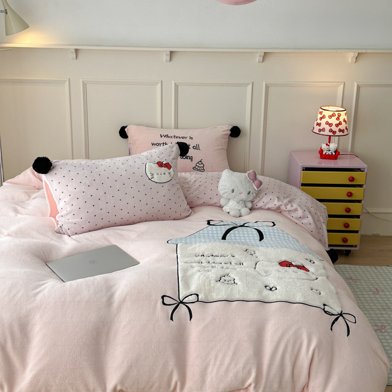 Tej velvet ágyneműkészlet tejbarna mintával, négypieces készlet, reaktív nyomtatás, súly alatt 500 g