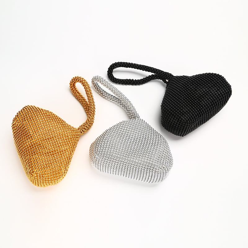 Genzi večernja klutch torba od poliestera s aluminijskim perlicama, mekano tijelo, podstava poliester, zatvarač