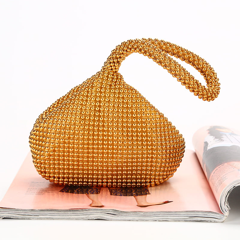 Genzi večernja klutch torba od poliestera s aluminijskim perlicama, mekano tijelo, podstava poliester, zatvarač