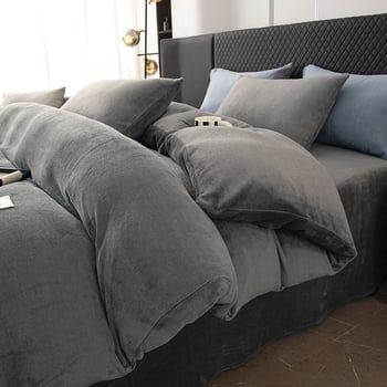Milk Velvet téli négy darabos ágyneműkészlet, quilting, kétoldalas korallflanel, 2500–3000 g, modern minimalist stílus