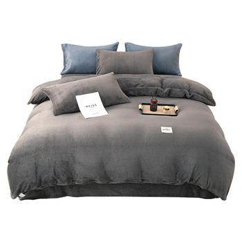 Milk Velvet téli négy darabos ágyneműkészlet, quilting, kétoldalas korallflanel, 2500–3000 g, modern minimalist stílus