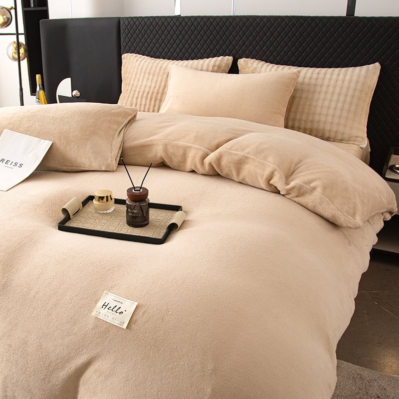 Milk Velvet téli négy darabos ágyneműkészlet, quilting, kétoldalas korallflanel, 2500–3000 g, modern minimalist stílus