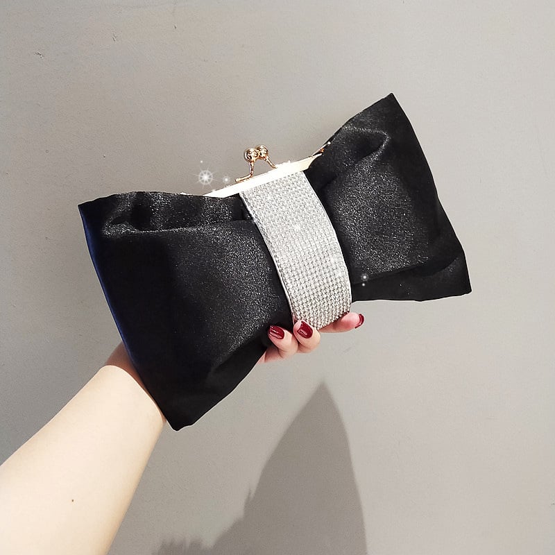 Večernja clutch torbica u obliku mašne – poliester, gradski minimalistički stil, unutarnja ID pretinac, zatvaranje kopčom