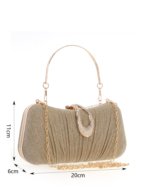 Večernja clutch torbica s lancem, poliester, vodoravni kvadratni oblik, zaključavanje, unutarnji džep za dokumente