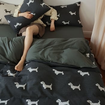 4 részes ágyneműkészlet fonalfestett jacquard pamutból – puha és bőrbarát, INS stílus, egész évben használható, 230 g/m²