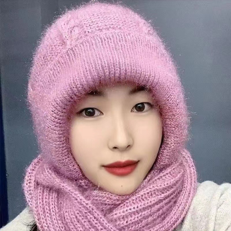 Σετ καπέλου και κασκόλ από μαλλί για χειμώνα, με επένδυση φλίς, δύο τεμάχια, unisex, ενήλικες (μαλλί; Σετ δύο τεμαχίων καπέλο και κασκόλ; Unisex; Ενήλικοι; Χειμώνας)