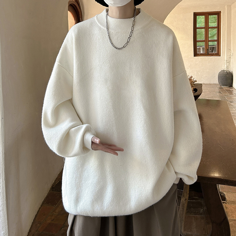 Мъжки плетен пуловер с кръгло деколте, прав силует, дълги ръкави, жакардова плетка, дишаща смес от полиестер/вискоза/найлон (63% полиестер, 24.5% вискоза, 12.5% найлон), без нужда от гладене, подходящ за пролет и есен, есен 2023