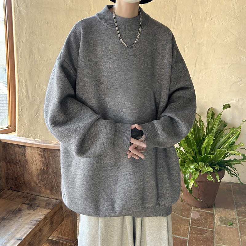 Мъжки плетен пуловер с кръгло деколте, прав силует, дълги ръкави, жакардова плетка, дишаща смес от полиестер/вискоза/найлон (63% полиестер, 24.5% вискоза, 12.5% найлон), без нужда от гладене, подходящ за пролет и есен, есен 2023