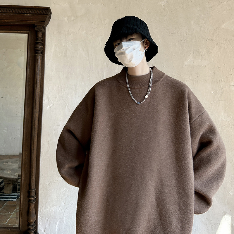 Мъжки плетен пуловер с кръгло деколте, прав силует, дълги ръкави, жакардова плетка, дишаща смес от полиестер/вискоза/найлон (63% полиестер, 24.5% вискоза, 12.5% найлон), без нужда от гладене, подходящ за пролет и есен, есен 2023