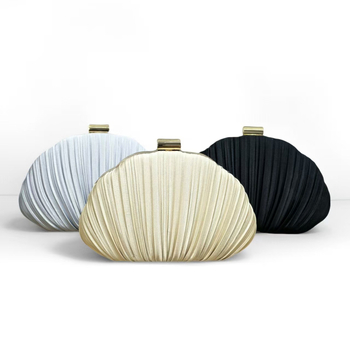 Чанта с черупковидна форма за дами – вечерна чанта с ключалка, подплата полиестер, материал имитирана коприна, вътрешен джоб за мобилен телефон