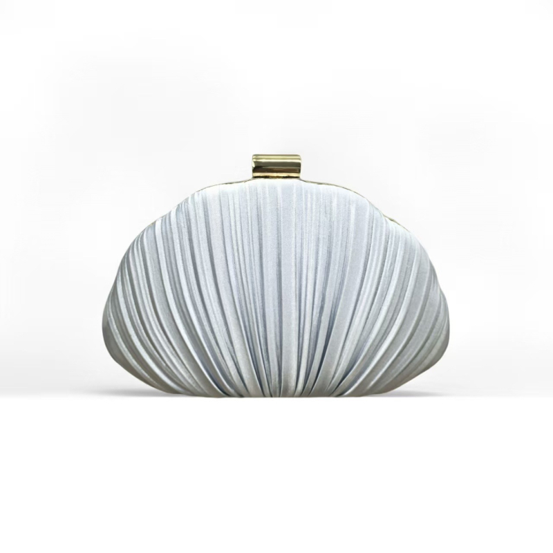 Чанта с черупковидна форма за дами – вечерна чанта с ключалка, подплата полиестер, материал имитирана коприна, вътрешен джоб за мобилен телефон