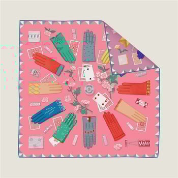 Квадратно шалче; твил плат; 100% полиестер; бързосъхнещ; четири сезона; принтен дизайн.