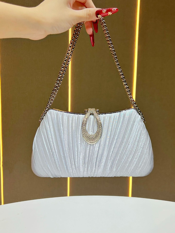 Estélyi crossbody és kézitáska, poliészter, vízszintes téglalap alakú forma, csatos zár, telefontok