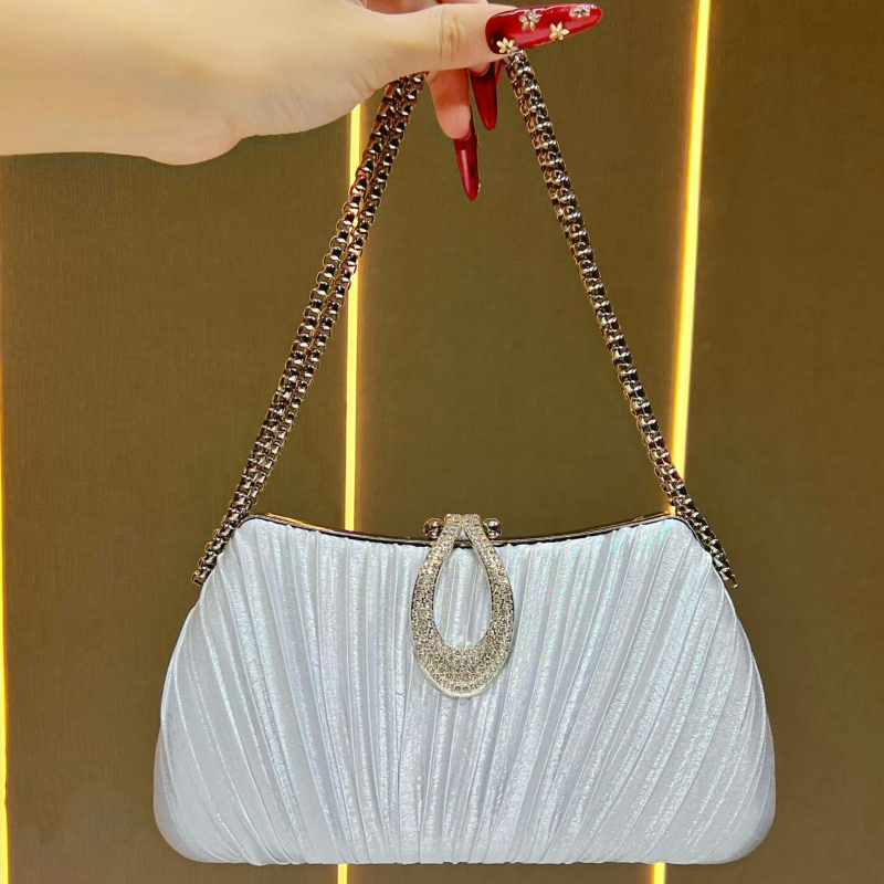 Estélyi crossbody és kézitáska, poliészter, vízszintes téglalap alakú forma, csatos zár, telefontok