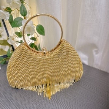 PU кутиевидна чанта с ресни и кристали, презрамка през рамо, хоризонтална квадратна форма, заключване с ключалка, джоб за телефон