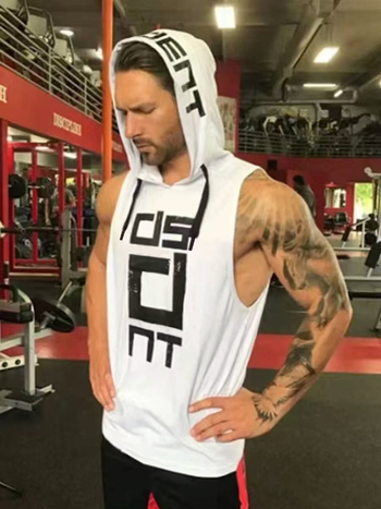 Качулеста безръкавна тренировъчна жилетка за фитнес – унисекс, бързосъхнеща, дишаща, висока еластичност, 90% полиестер