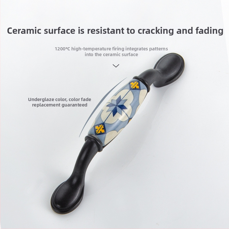 Европейски стил дръжка за врата на гардероб; керамична дръжка; Материал: керамика + цинкова сплав; Подходяща за врати и чекмеджета; Модел: myh-48; Марка: Miyoujia