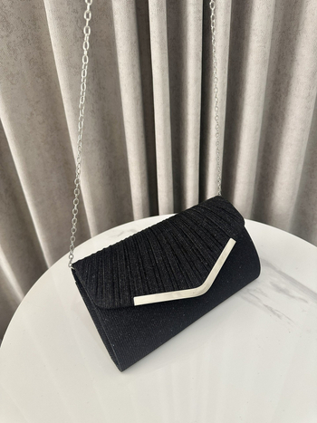 Večernja clutch torbica s poklopcem – poliester, vodoravni kvadratni oblik, unutarnji džepovi za telefon i dokumente