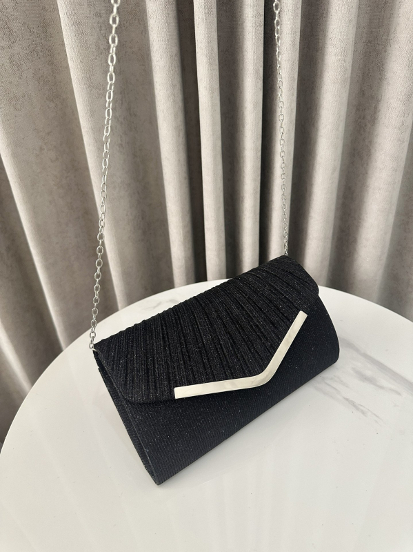 Večernja clutch torbica s poklopcem – poliester, vodoravni kvadratni oblik, unutarnji džepovi za telefon i dokumente