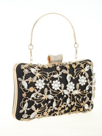 Вечерен клъч от полиестер, малък квадратен модел, форма на възглавница, цип