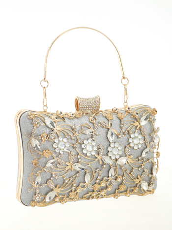 Вечерен клъч от полиестер, малък квадратен модел, форма на възглавница, цип