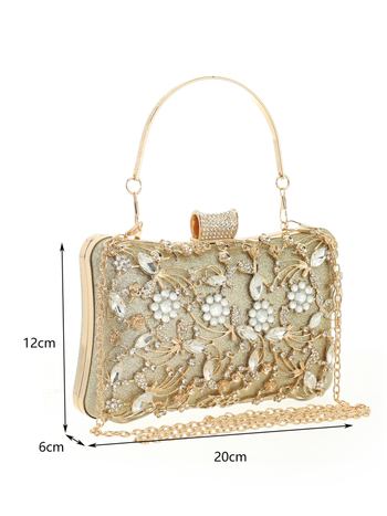 Вечерен клъч от полиестер, малък квадратен модел, форма на възглавница, цип