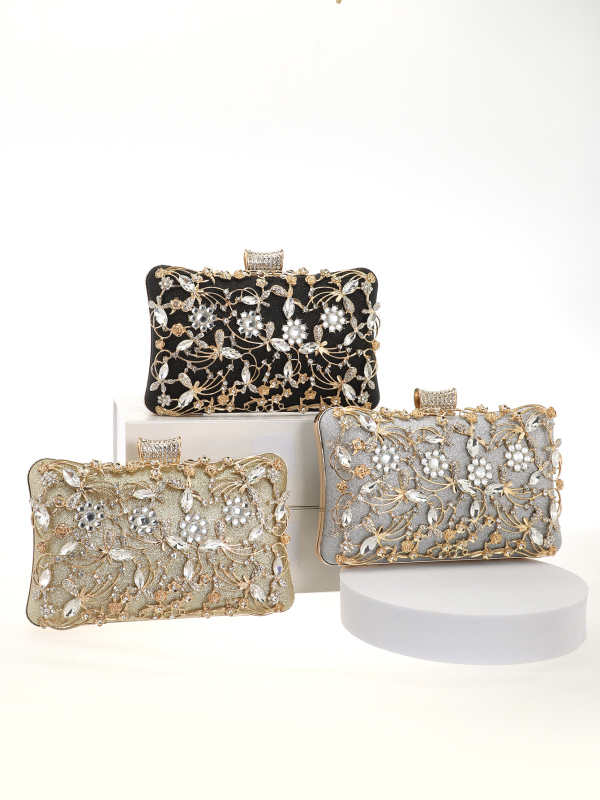 Вечерен клъч от полиестер, малък квадратен модел, форма на възглавница, цип