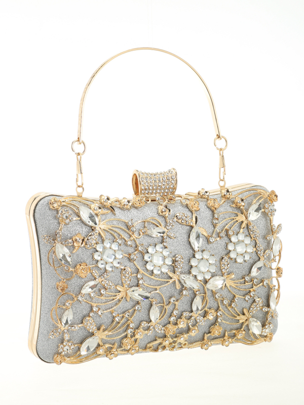 Вечерен клъч от полиестер, малък квадратен модел, форма на възглавница, цип