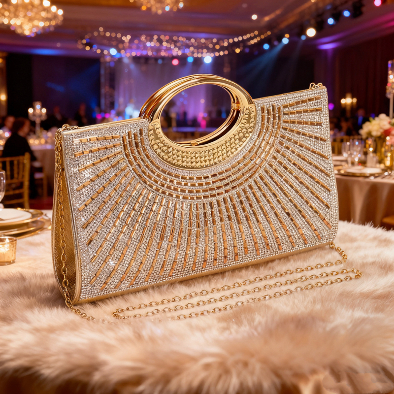 Estélyi kézitáska vállpánttal esküvők és partik számára, egységes színű poliészter, belső zsebek telefonra és dokumentumokra, függőleges négyszög alakú forma, mágneszár, ősz 2025